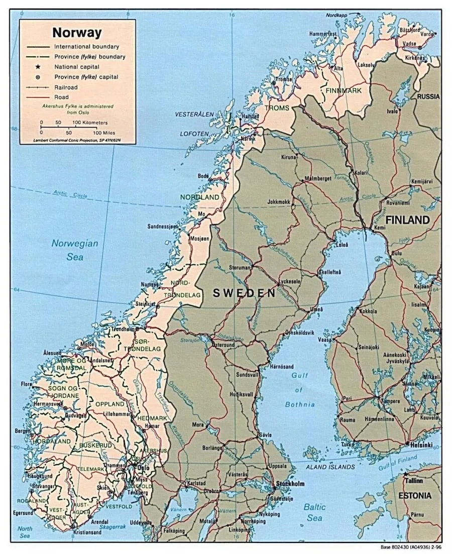 mapa de carreteras en noruega