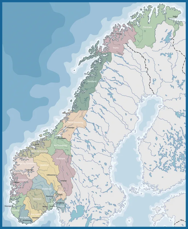 Mapa político de Noruega